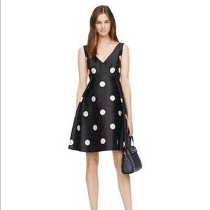 Kate Spade Steal The Spotlight Navy and Pastel Pink Polka Dot Fit N Flare Dress